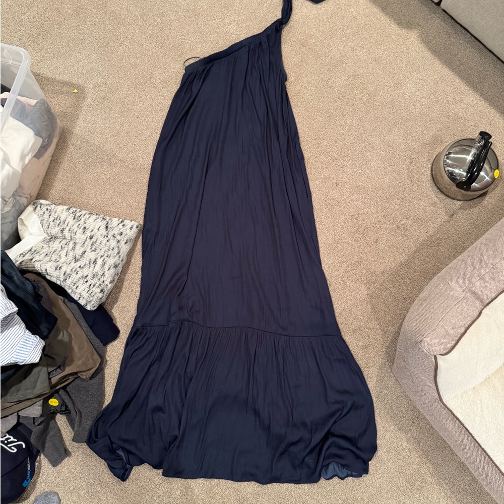 Evereve Blue One-Shoulder Ruffled Gown